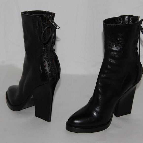 $485❤️ 36/6 HAIDER ACKERMANN Black Real Leather High Heel Ankle Boots Bootie - Picture 10 of 10